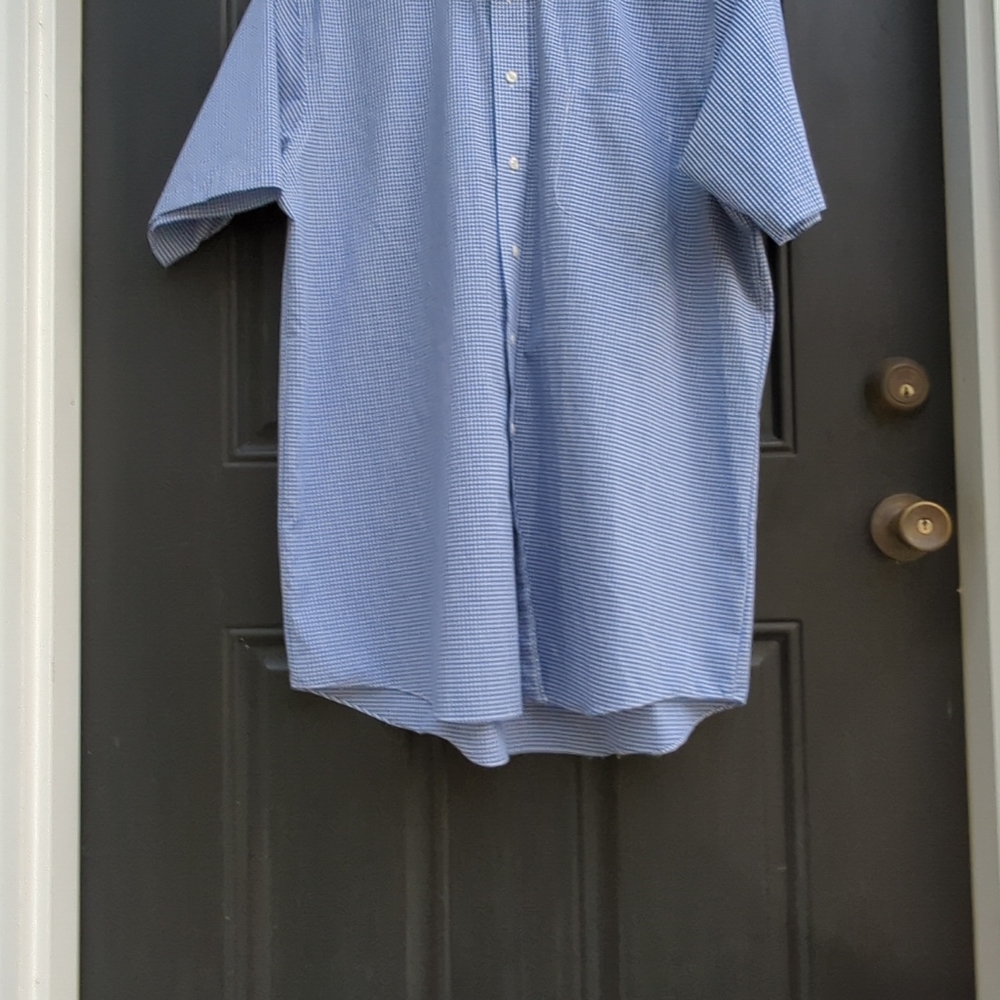 XXSOLDXXStrafford Men's Button Down Shirt Short Sleeve 100% Cotton Size 17 Plaid - Picture 6 of 9
